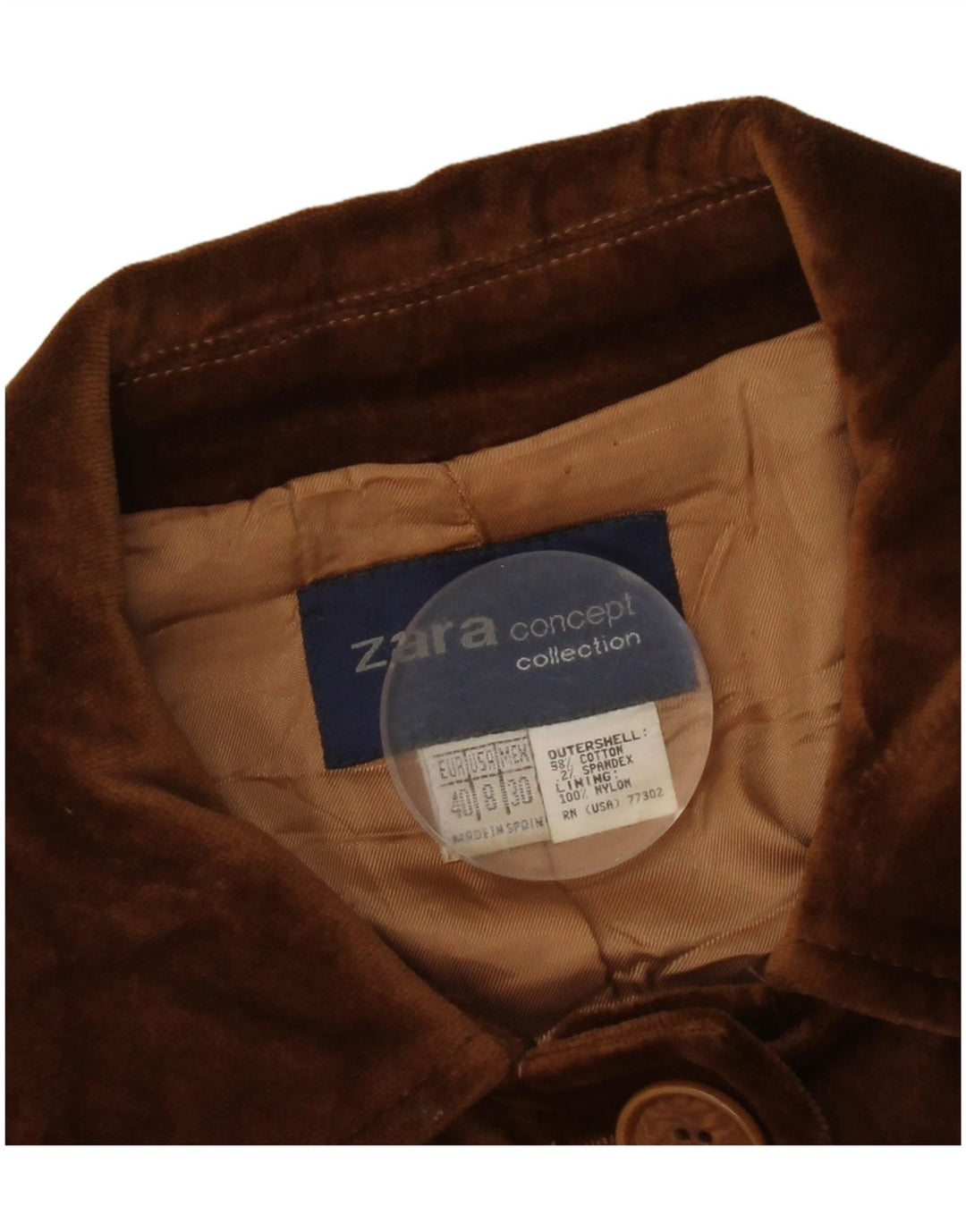 Zara Mujer Abrigo Terciopelo EU 40 Algodón Marrón Medio