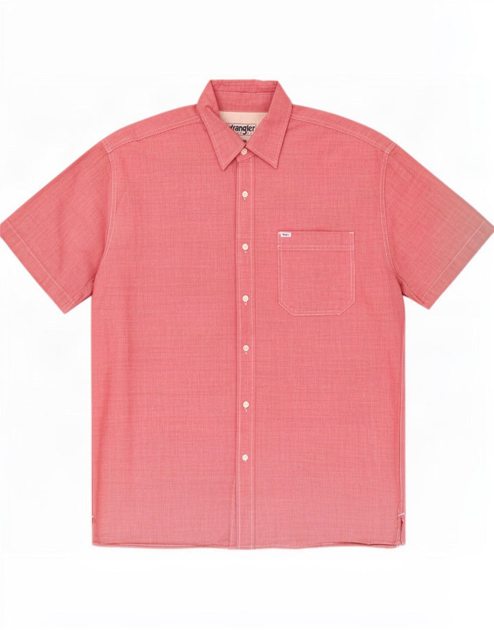 Wrangler Camisa De Manga Corta Hombre XL Algodón Pata De Gallo Rojo