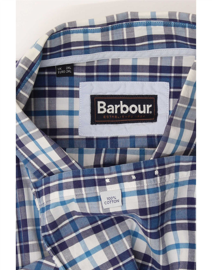 Camisa Barbour Hombre 2XL Algodón A Cuadros Azul