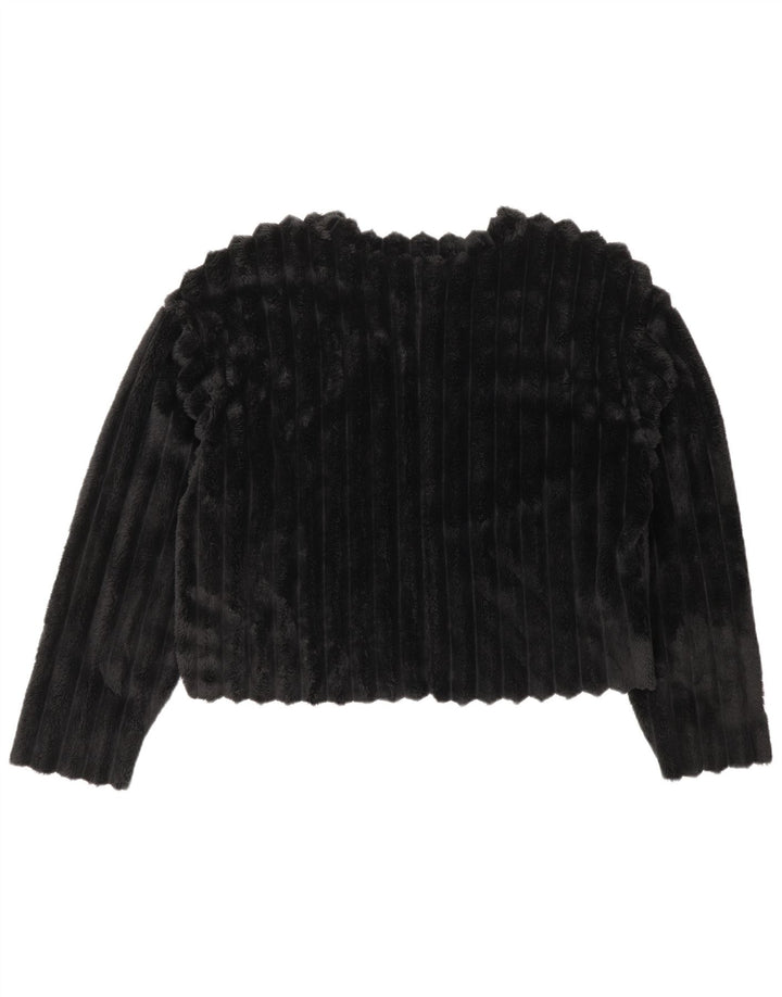 ZARA Mujer Crop Fleece Jumper UK 44 Medium Negro