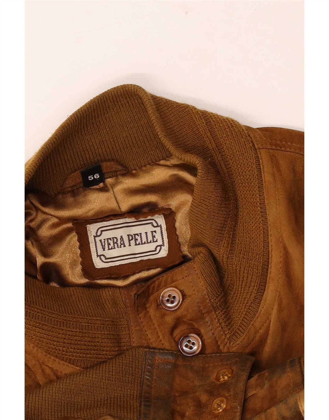 Vintage hombres ante bomber chaqueta IT 56 2XL cuero beige