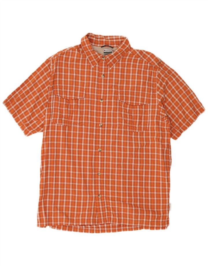 Columbia Camisa De Manga Corta Para Hombre Nylon A Cuadros Naranja Grande