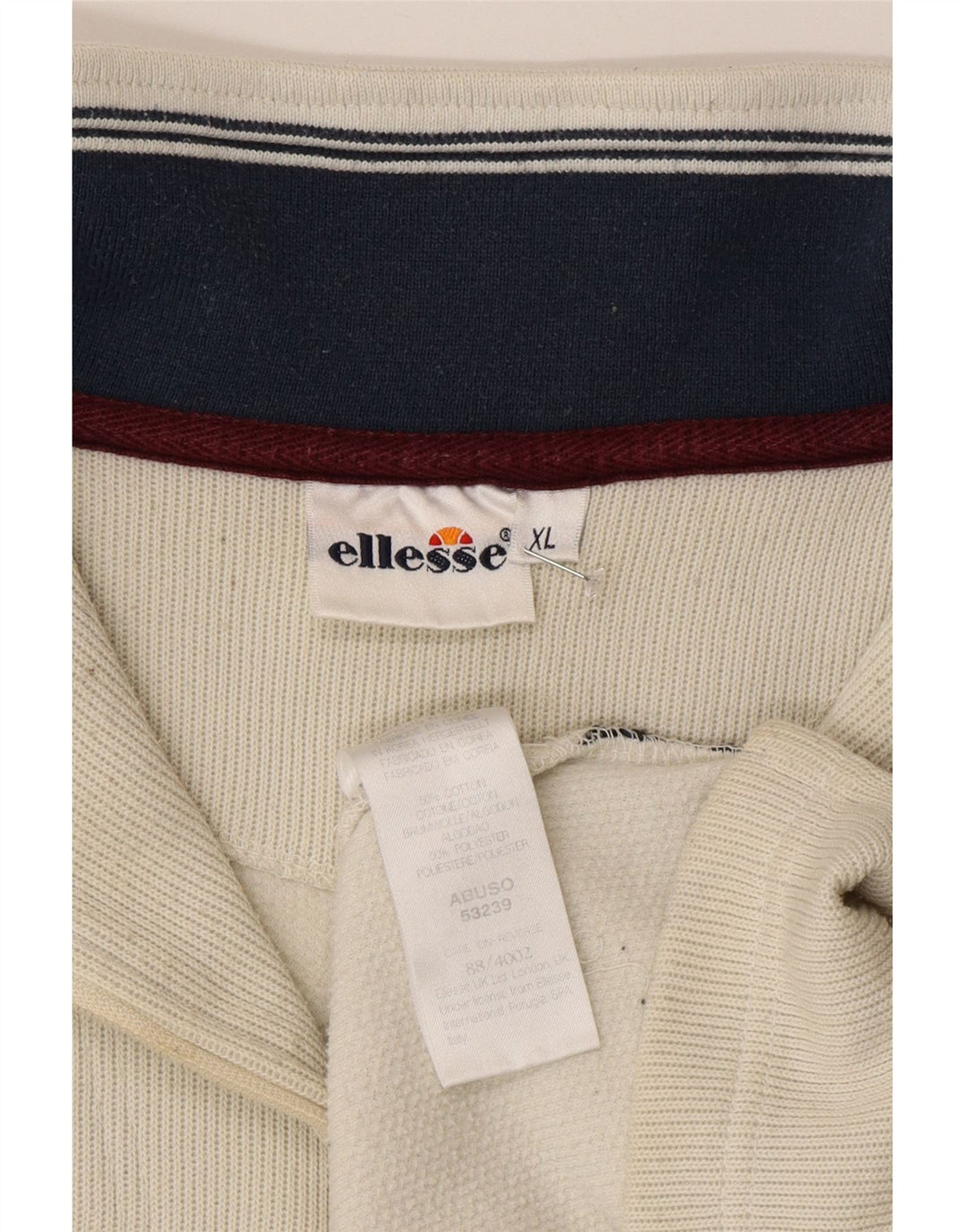 ELLESSE Hombre Cremallera Cuello Sudadera Jumper XL Gris Algodón