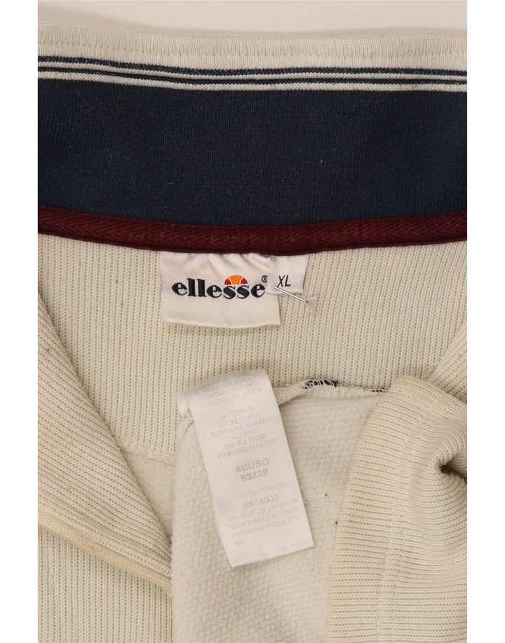 ELLESSE Hombre Cremallera Cuello Sudadera Jumper XL Gris Algodón