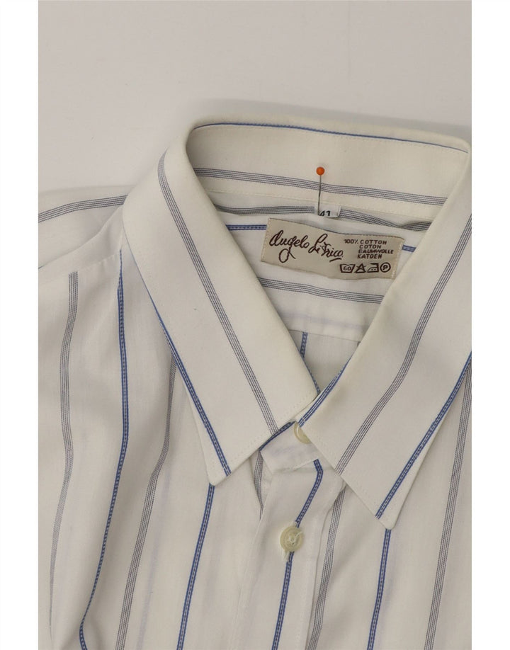 ANGELO LITRICO Camisa Manga Corta Hombre Talla 41 Mediana Rayas Blancas