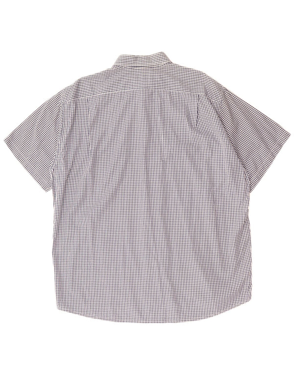 Camisa Lacoste de manga corta para hombre talla 44 grande algodón a cuadros azul marino