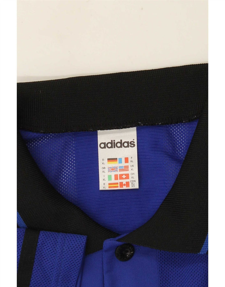 Polo Adidas Hombre XL Poliéster Rayas Azules