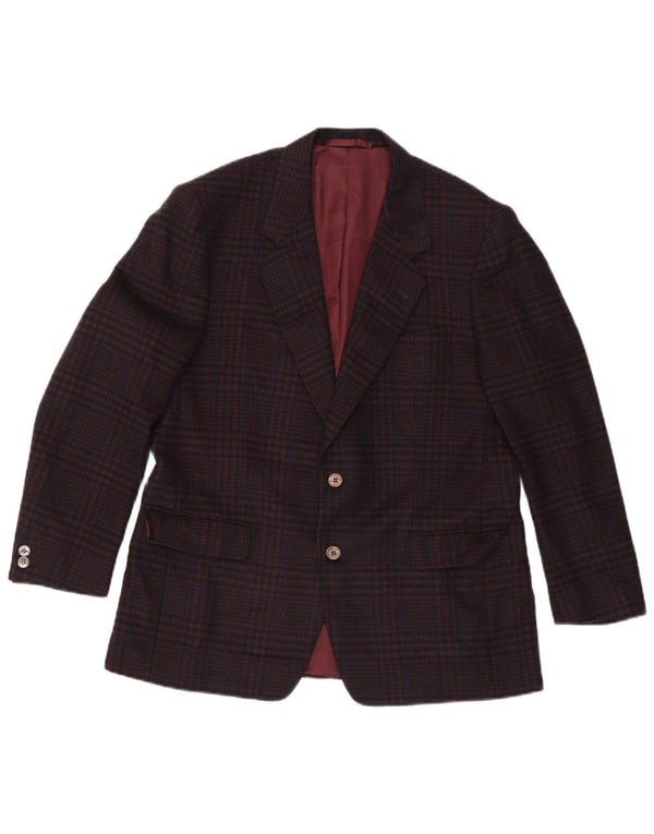 Chaqueta blazer vintage de 2 botones para hombre UK 38 Lana a cuadros marrón medio