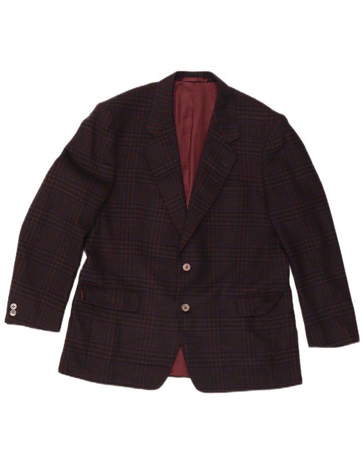 Chaqueta blazer vintage de 2 botones para hombre UK 38 Lana a cuadros marrón medio