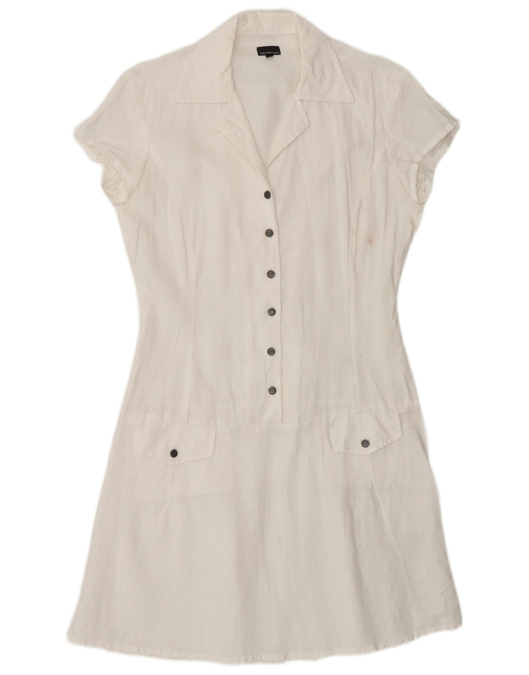 Calvin Klein Jeans Vestido acampanado para mujer UK 44 Mediano Blanco