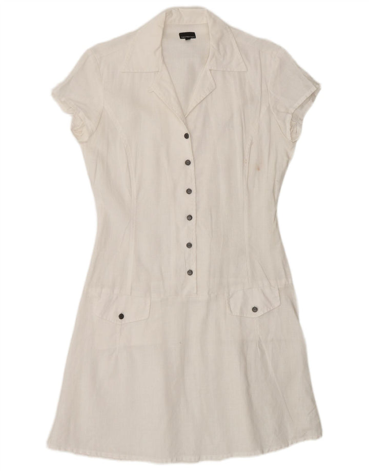 Calvin Klein Jeans Vestido acampanado para mujer UK 44 Mediano Blanco