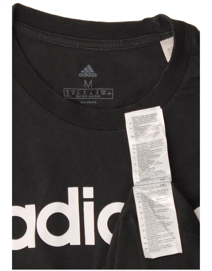 ADIDAS Camiseta gráfica para mujer Top UK 12/14 Mediano Negro Algodón