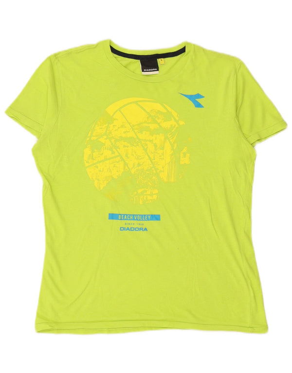 DIADORA Hombre Camiseta Estampada Top Small Verde Algodón