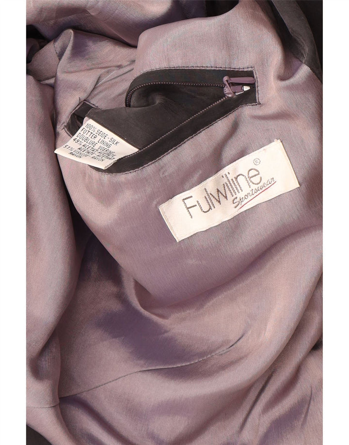 Vintage hombres bombardero chaqueta Reino Unido 42 XL seda marrón