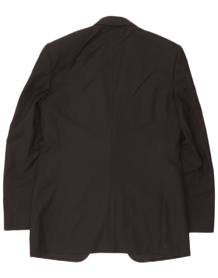 Canali Chaqueta tipo blazer larga con 1 botón para hombre IT 48 Lana virgen negra mediana