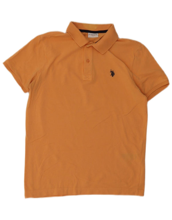 US Polo Assn Polo para hombre pequeño algodón naranja