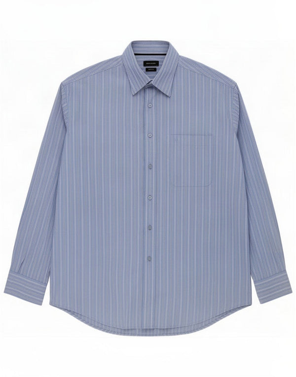 Pierre Cardin Camisa para hombre Talla 41 16 Algodón azul grande a rayas
