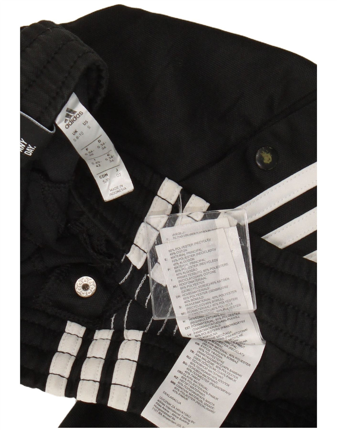 ADIDAS Pantalones de chándal para mujer UK 8/10 Small Negro Poliéster