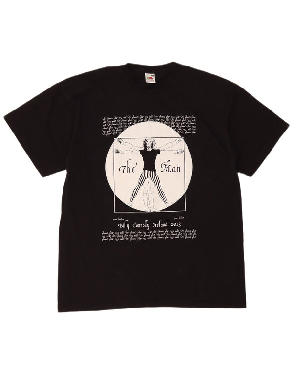 Fruit Of The Loom Camiseta gráfica para hombre Top grande de algodón negro