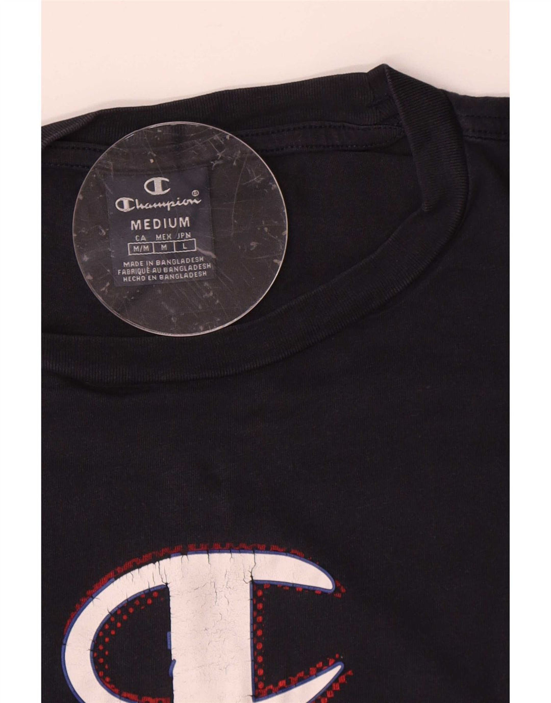 Champion Top gráfico para hombre de manga larga de algodón azul marino medio