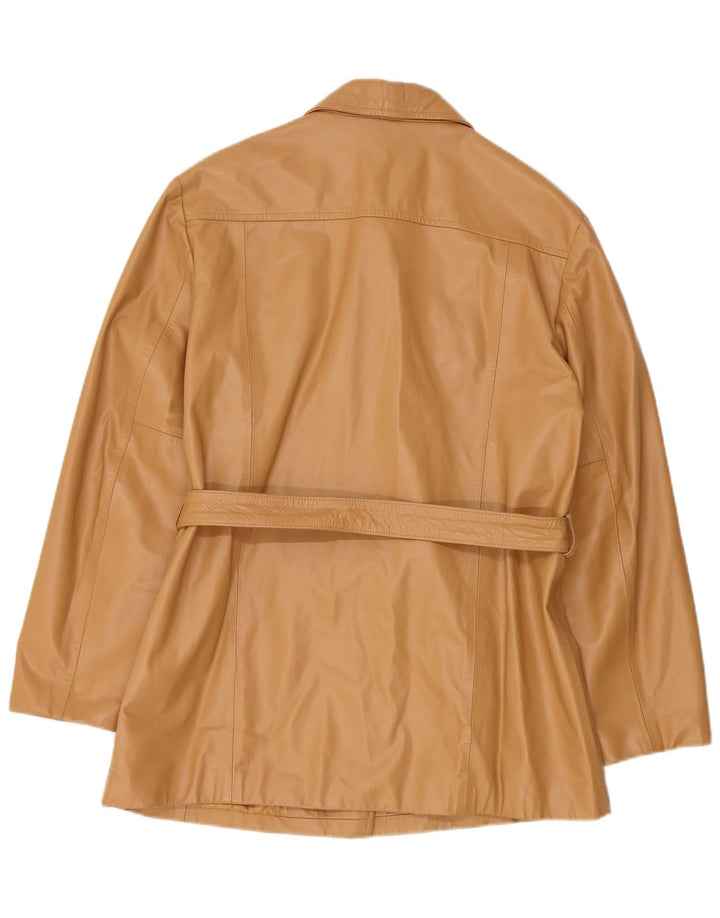 Benetton Chaqueta De Cuero Mujer UK 46 Grande Cuero Beige