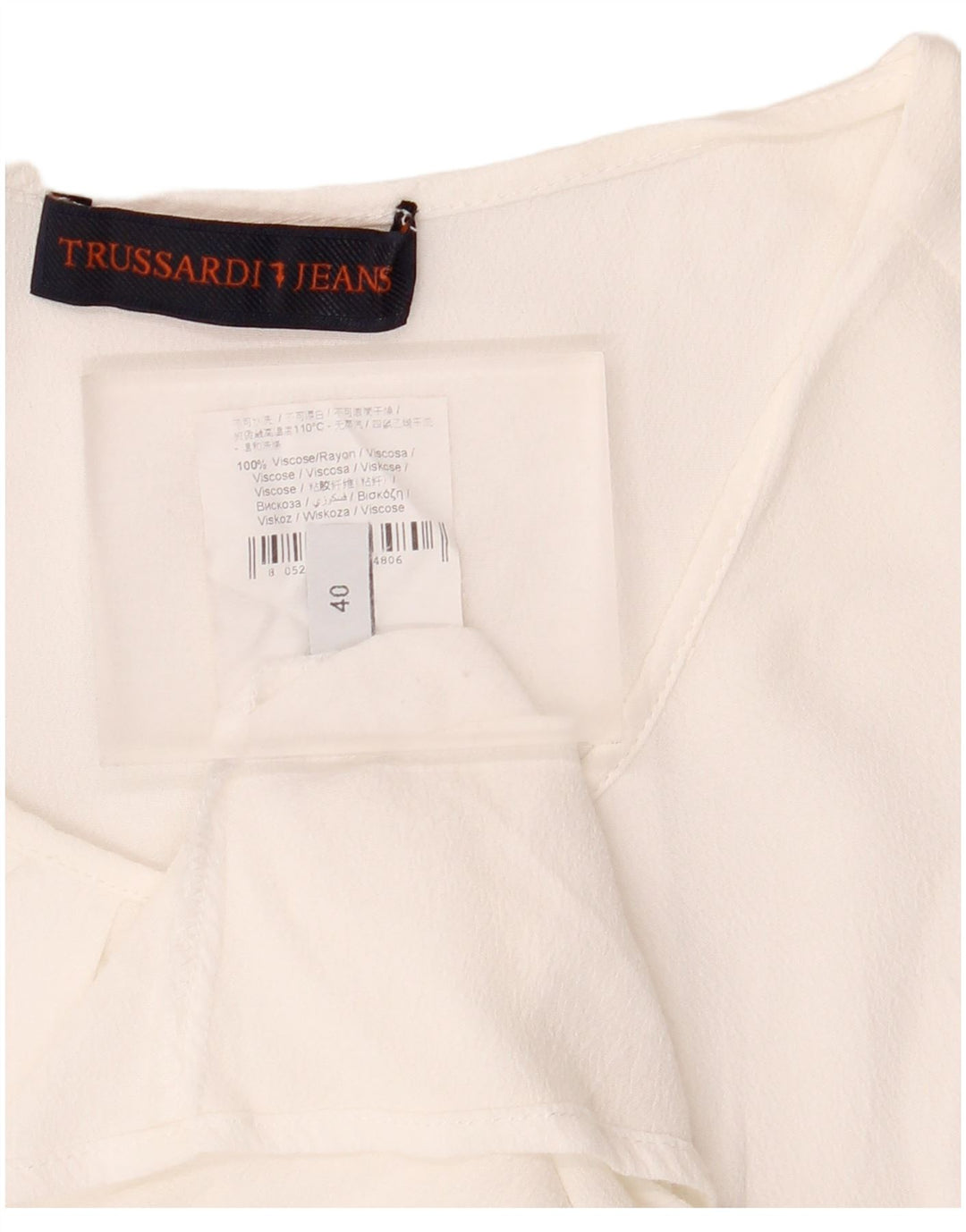 Blusa Mujer Trussardi Jeans Top IT 40 Small Viscosa Blanca