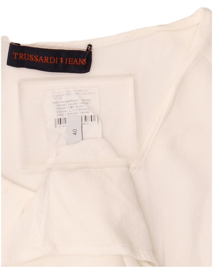 Blusa Mujer Trussardi Jeans Top IT 40 Small Viscosa Blanca
