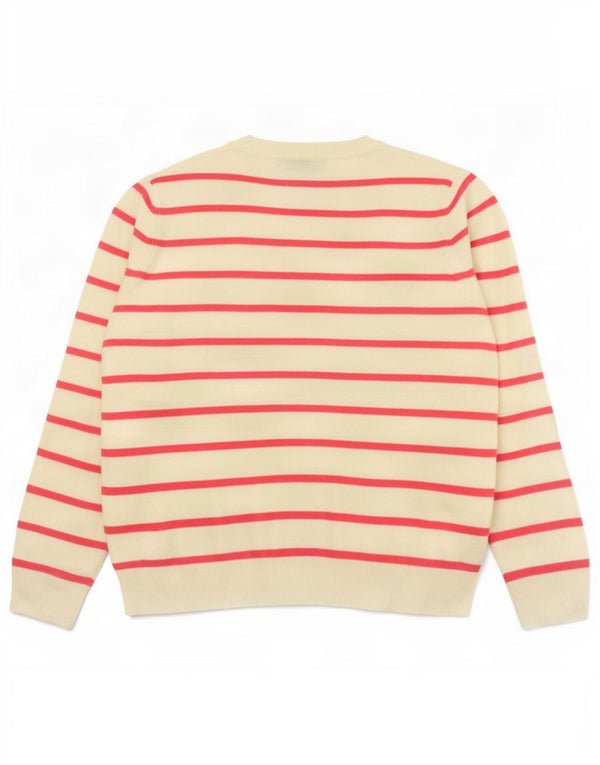 Marks & Spencer Suéter con Cuello en V para Mujer UK 44 Mediano Rosa Rayas