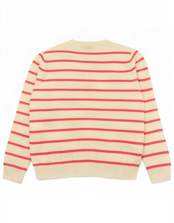 Marks & Spencer Suéter con Cuello en V para Mujer UK 44 Mediano Rosa Rayas