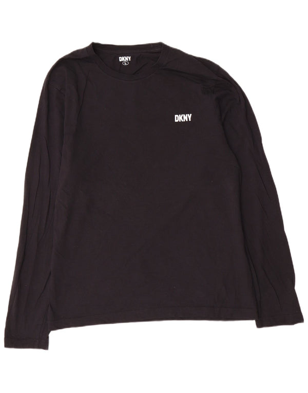Dkny Hombre Top Manga Larga Grande Algodón Negro