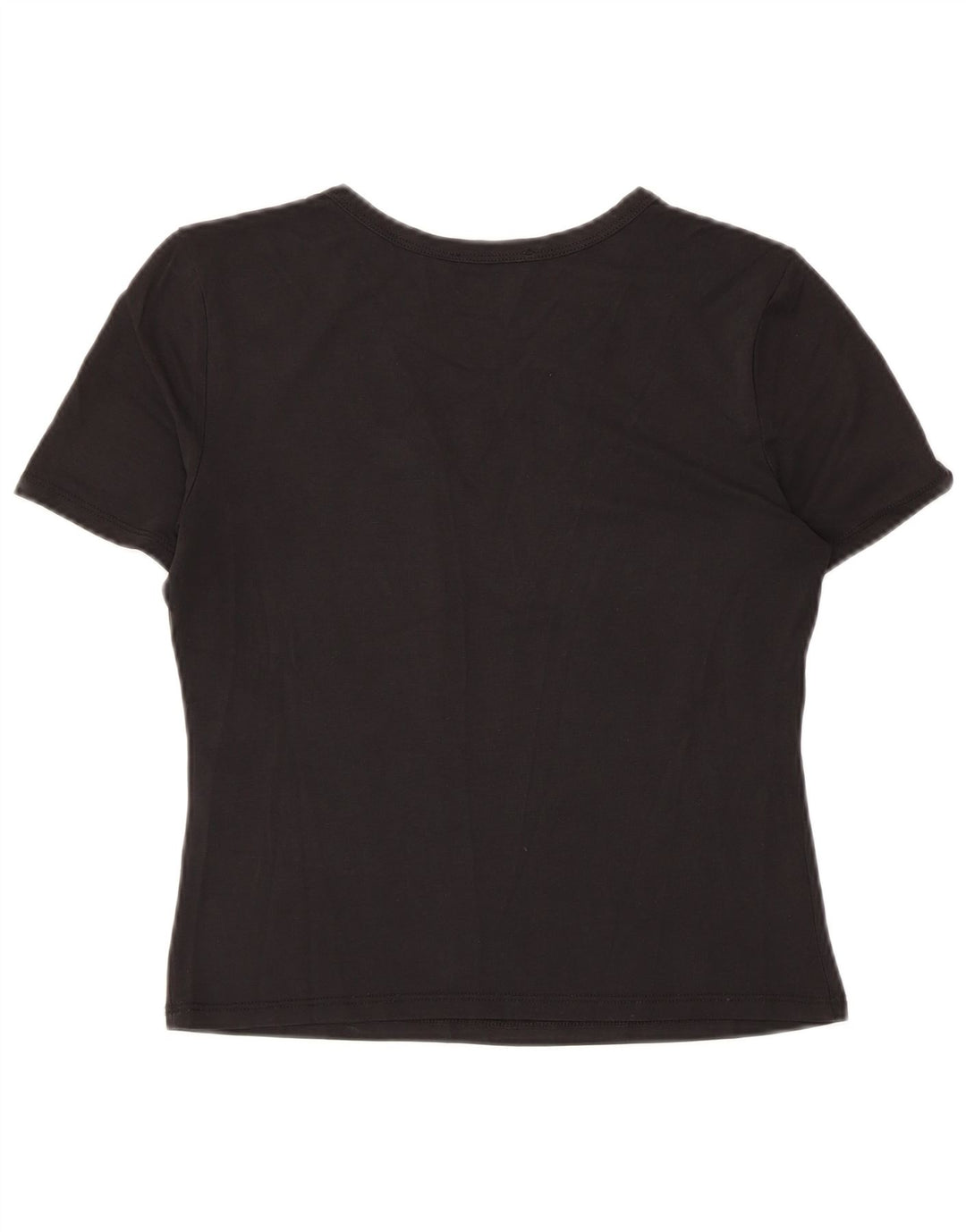 Zara Mujer Crop Camiseta Top UK 12 Medium Negro Modal