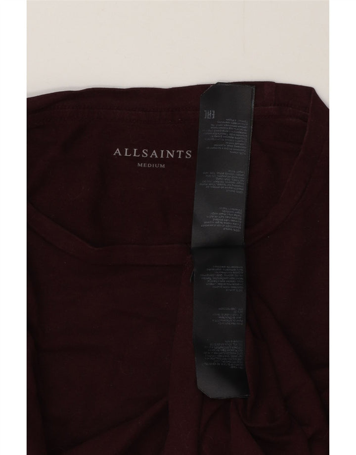 ALL SAINTS Camiseta Hombre Top Medium Borgoña Algodón