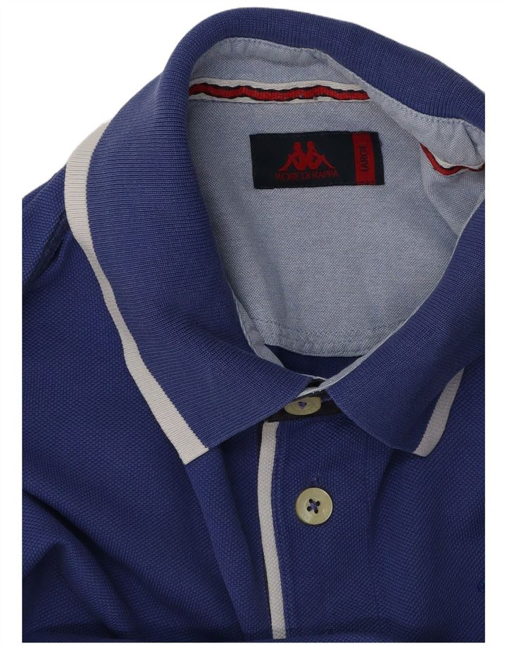 KAPPA Polo de manga larga para hombre, talla grande, azul