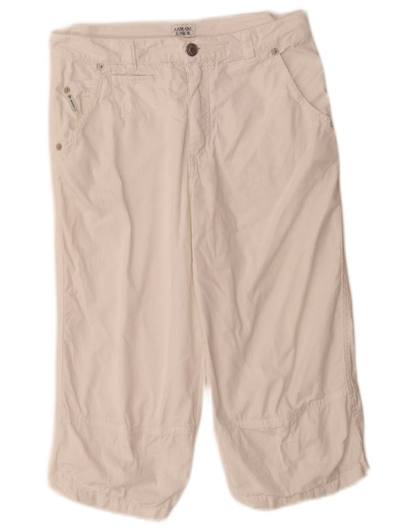 Armani Pantalones capri rectos para niños 10-11 años W26 L17 Algodón blanco