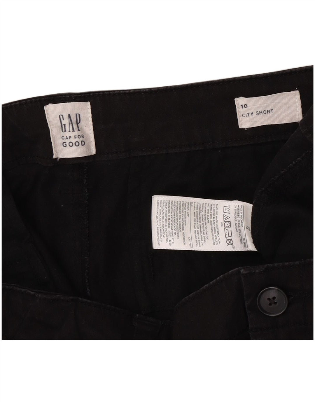 Gap Pantalones cortos chinos para mujer US 10 grande W32 algodón negro
