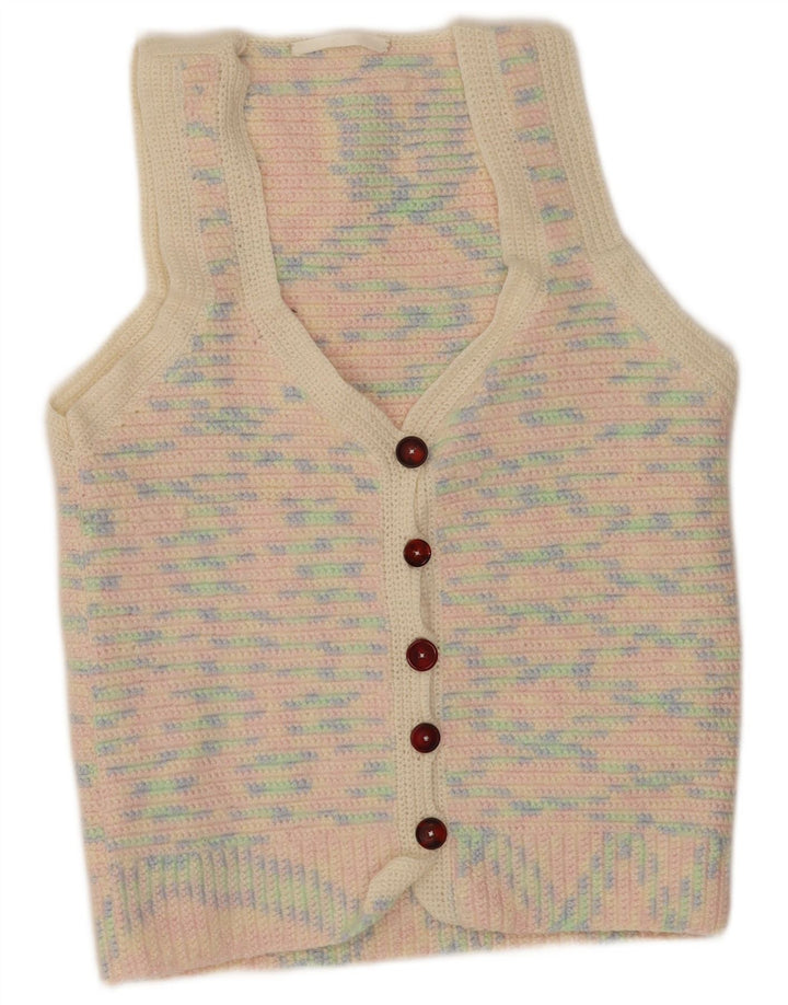 Vintage mujer Cardigan suéter Reino Unido 14 medio multicolor moteado