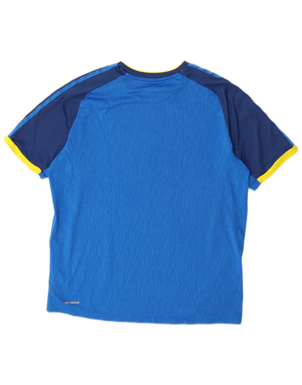 ADIDAS Camiseta Climacool para hombre Top grande azul color block poliéster