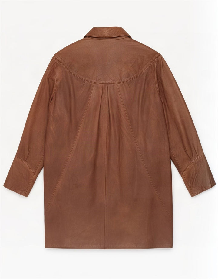 Vintage mujer Batwing cuero abrigo Reino Unido 16 marrón grande