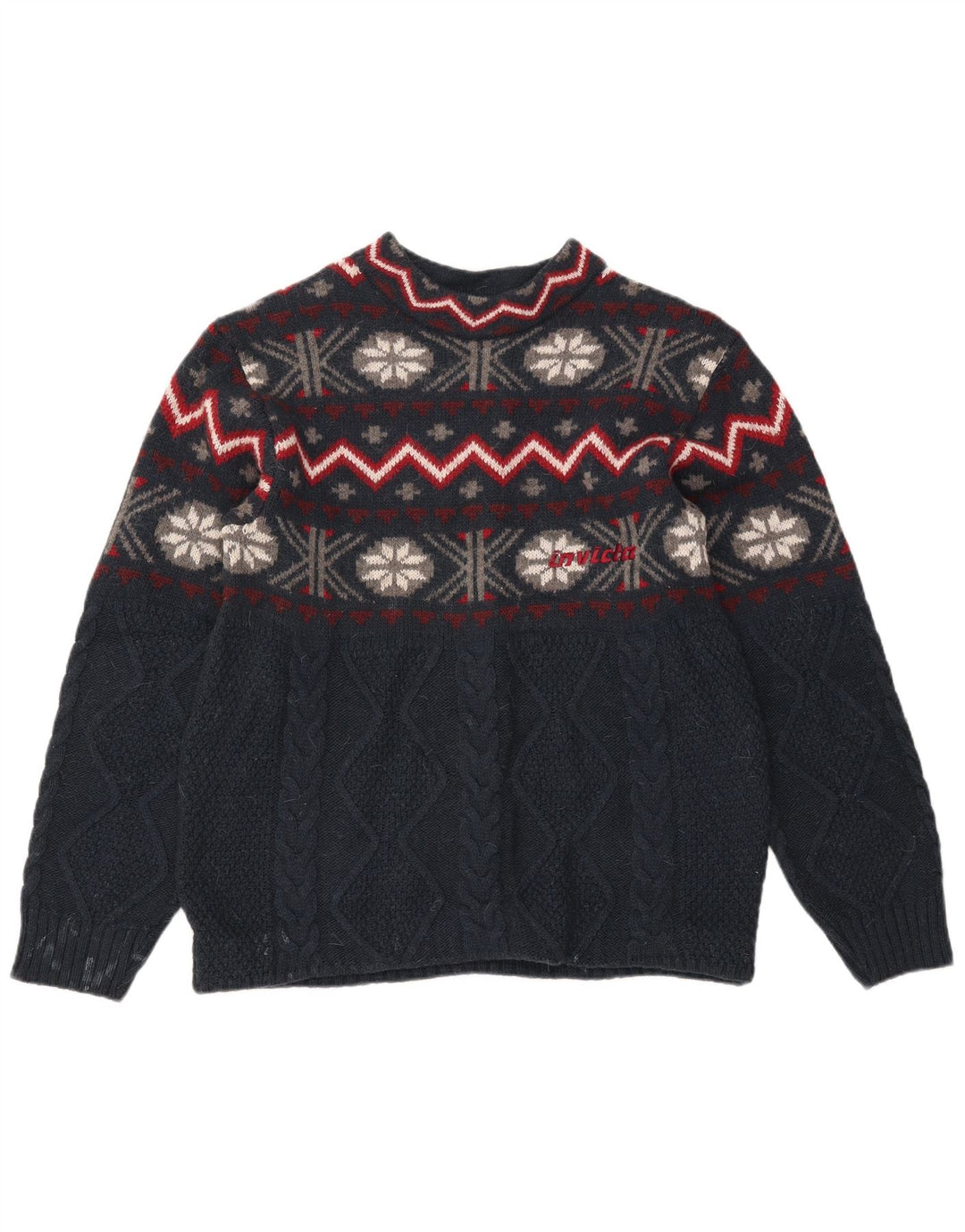 Suéter tipo jersey con cuello redondo para hombre Invicta Azul marino mediano Fair Isle