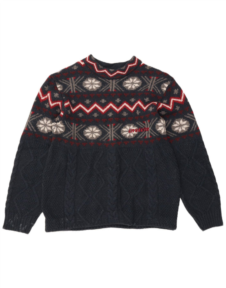Suéter tipo jersey con cuello redondo para hombre Invicta Azul marino mediano Fair Isle