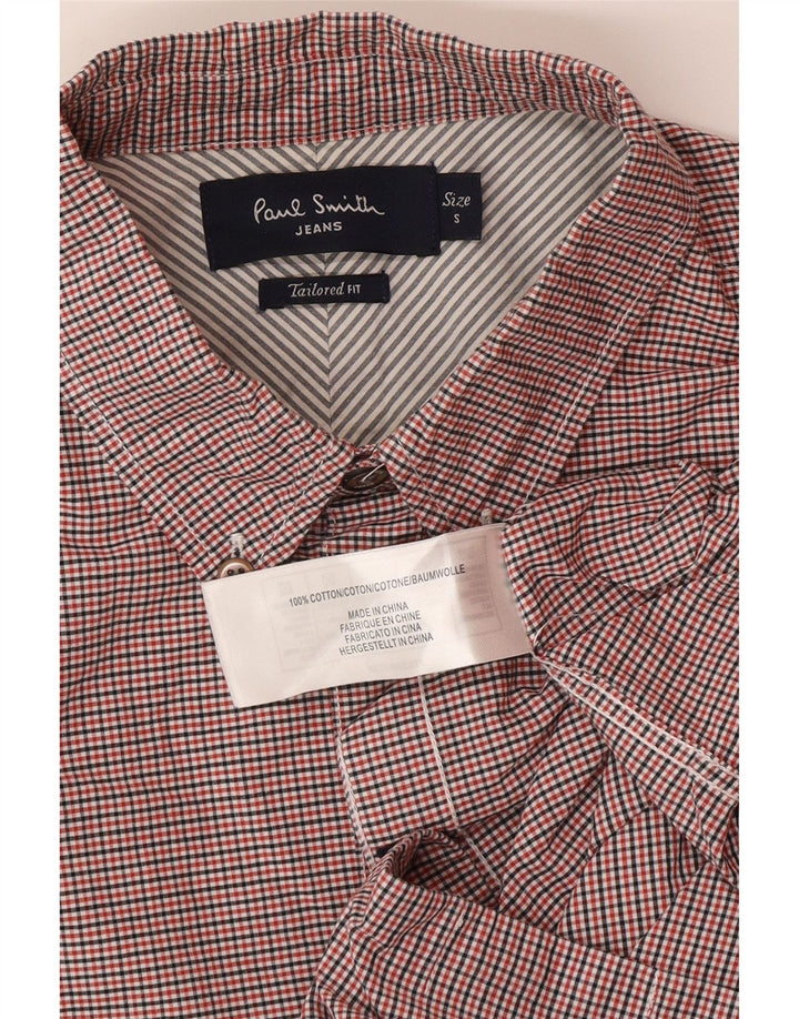 Paul Smith Camisa de corte entallado para hombre de algodón a cuadros rojos pequeños