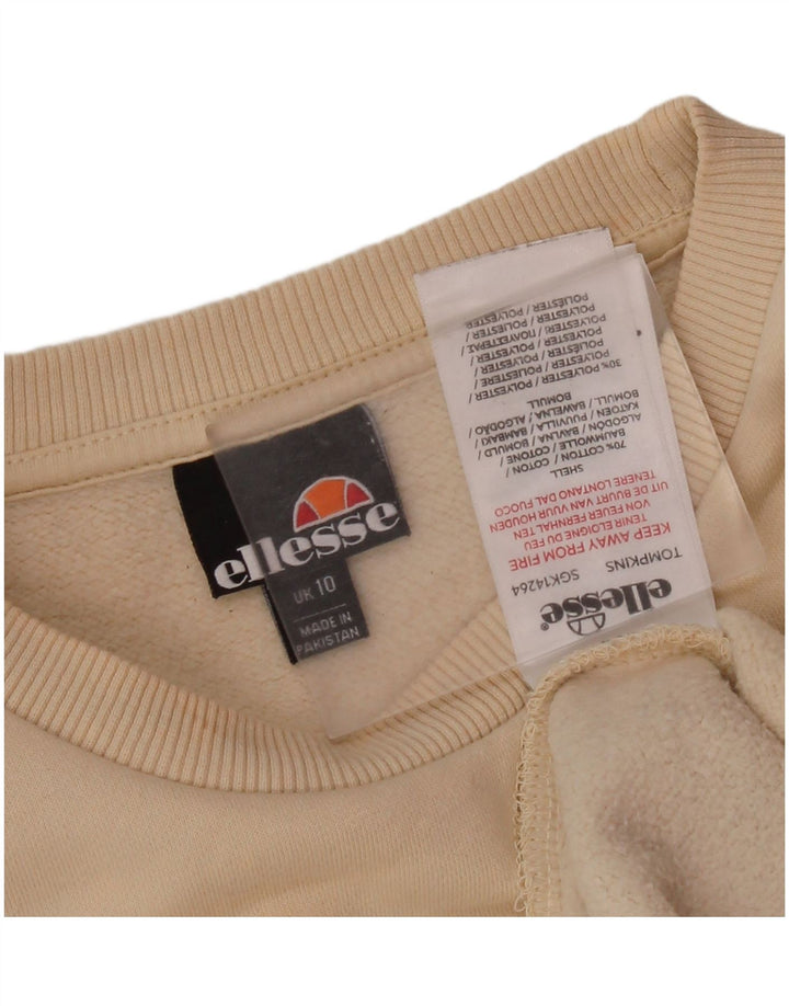 ELLESSE Sudadera de gran tamaño con estampado gráfico para mujer UK 10 Small Beige