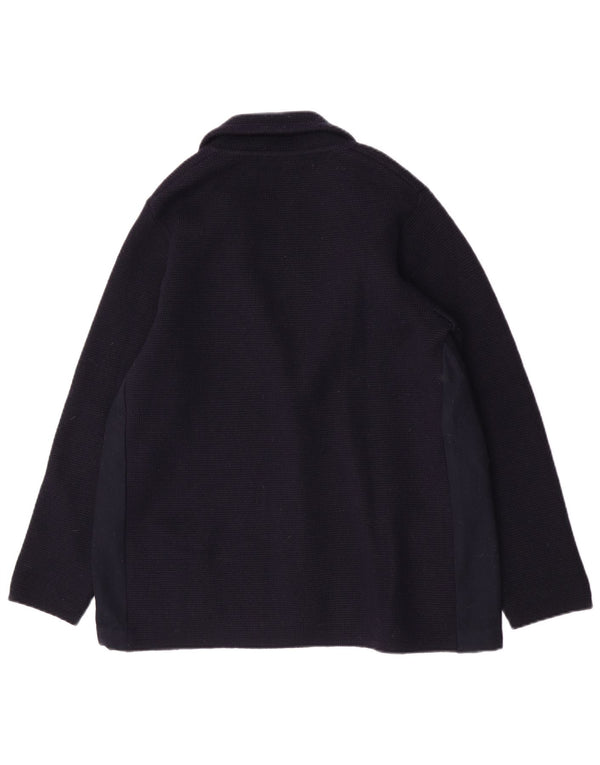 Vintage mujer 2 botones Blazer chaqueta Reino Unido 12 azul marino medio