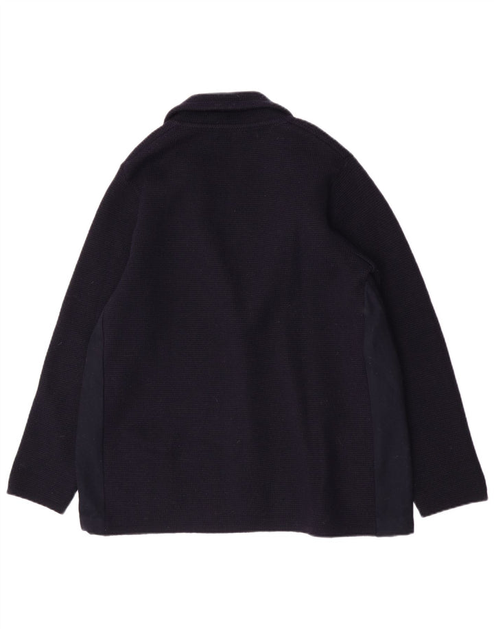 Vintage mujer 2 botones Blazer chaqueta Reino Unido 12 azul marino medio