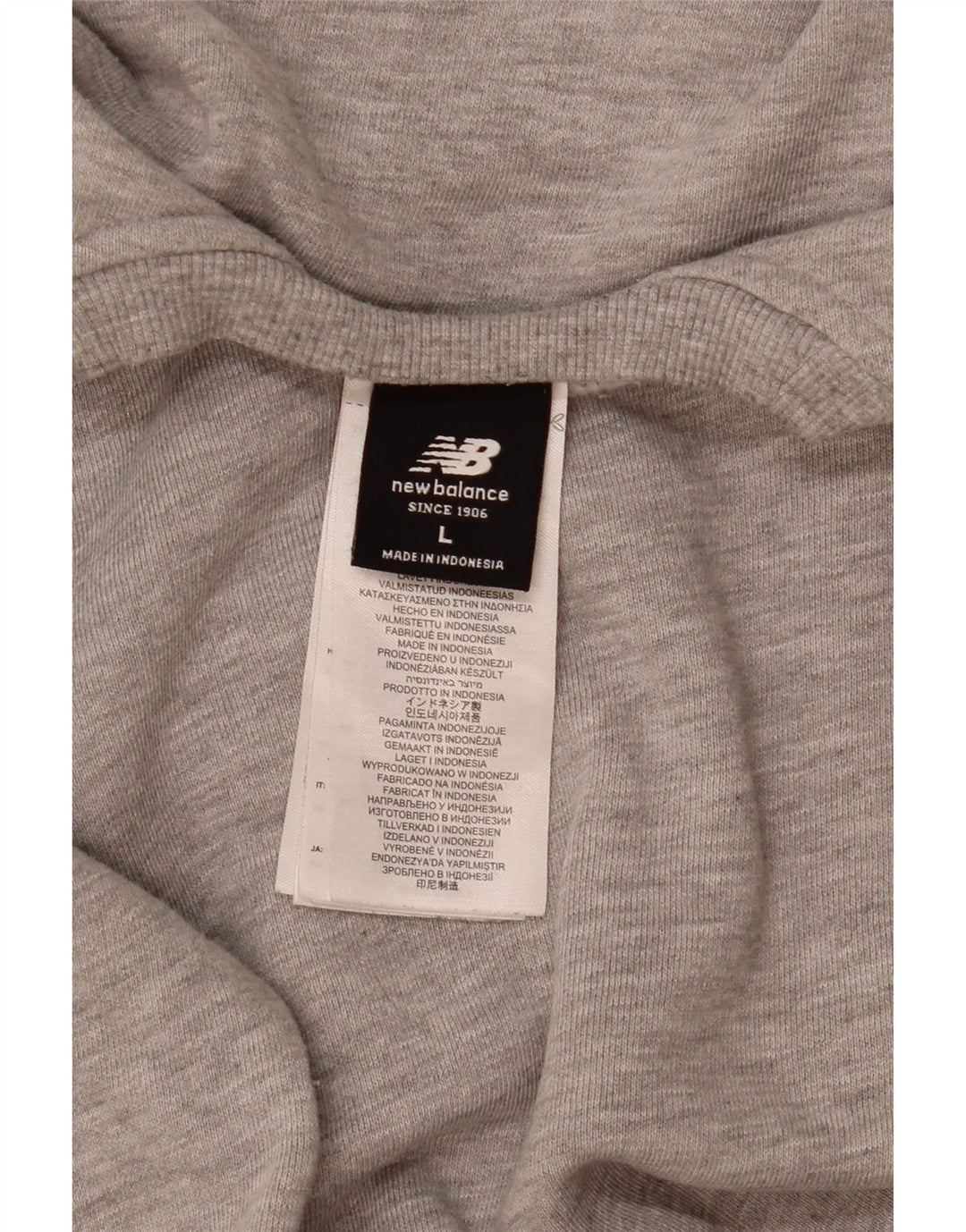 New Balance Hombre Sudadera Jumper Grande Gris Moteado Algodón
