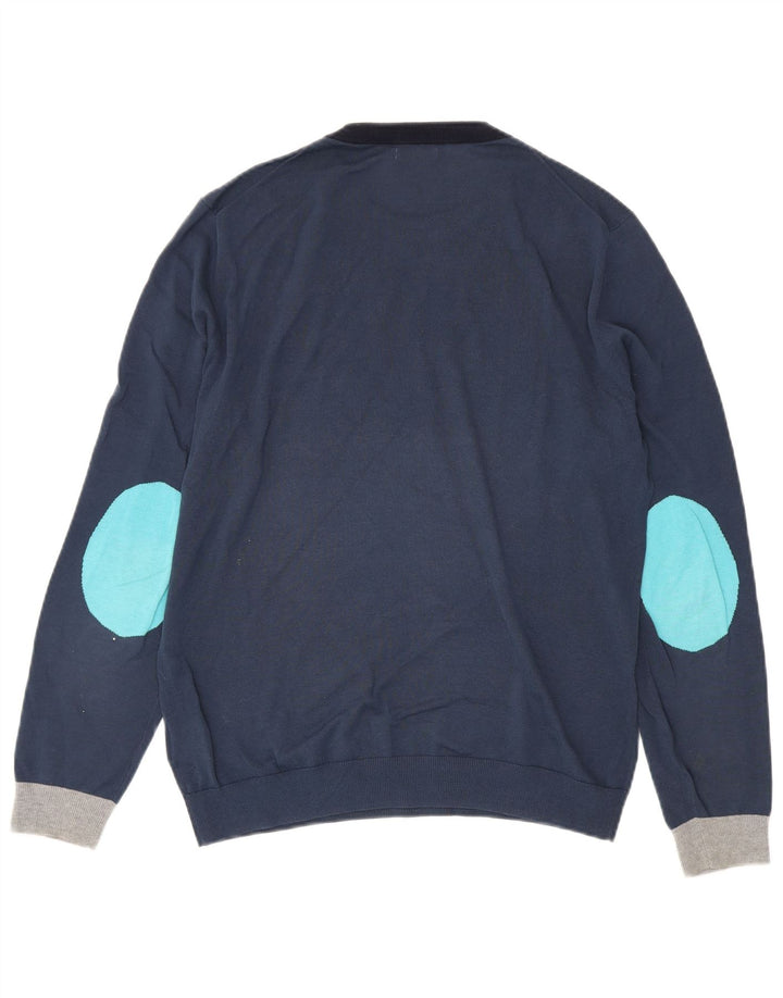 Sun68 - Jersey de cuello redondo para hombre, talla grande, algodón azul marino