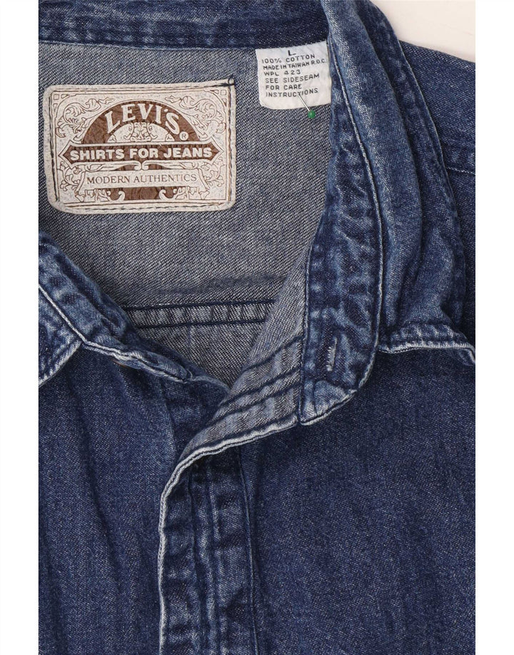 Levi's Camisa vaquera para hombre de algodón azul grande