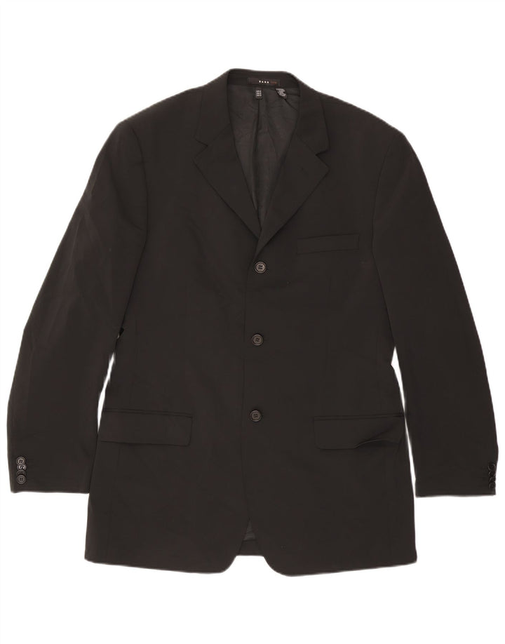 Zara Chaqueta tipo blazer de 3 botones para hombre EU 52 Grande Poliéster negro