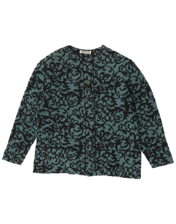 ELENA MIRO Womens Cardigan Sweater IT 45 Large Green Paisley Wool