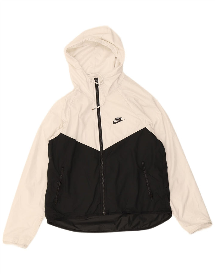 Nike Chaqueta impermeable con capucha para hombre, talla 36, color blanco pequeño